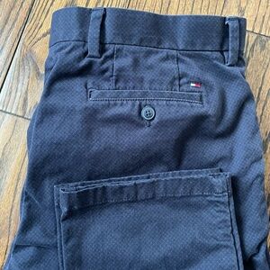 Tommy Hilfiger Navy Slim Fit Dress Pants with Flag Detail